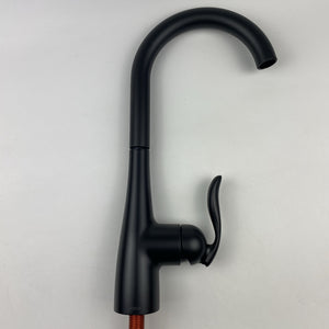 READ Moen 7594EWBL Arbor One-Handle High Arc Pulldown Kitchen Faucet Matte Black