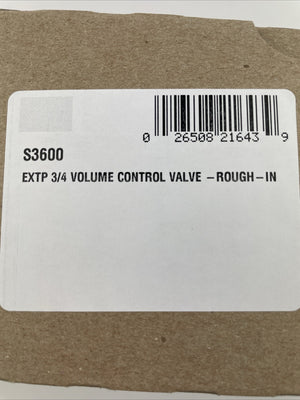 Moen S3600 M-PACT 3/4 Inch IPS Volume Control Rough-In Valve