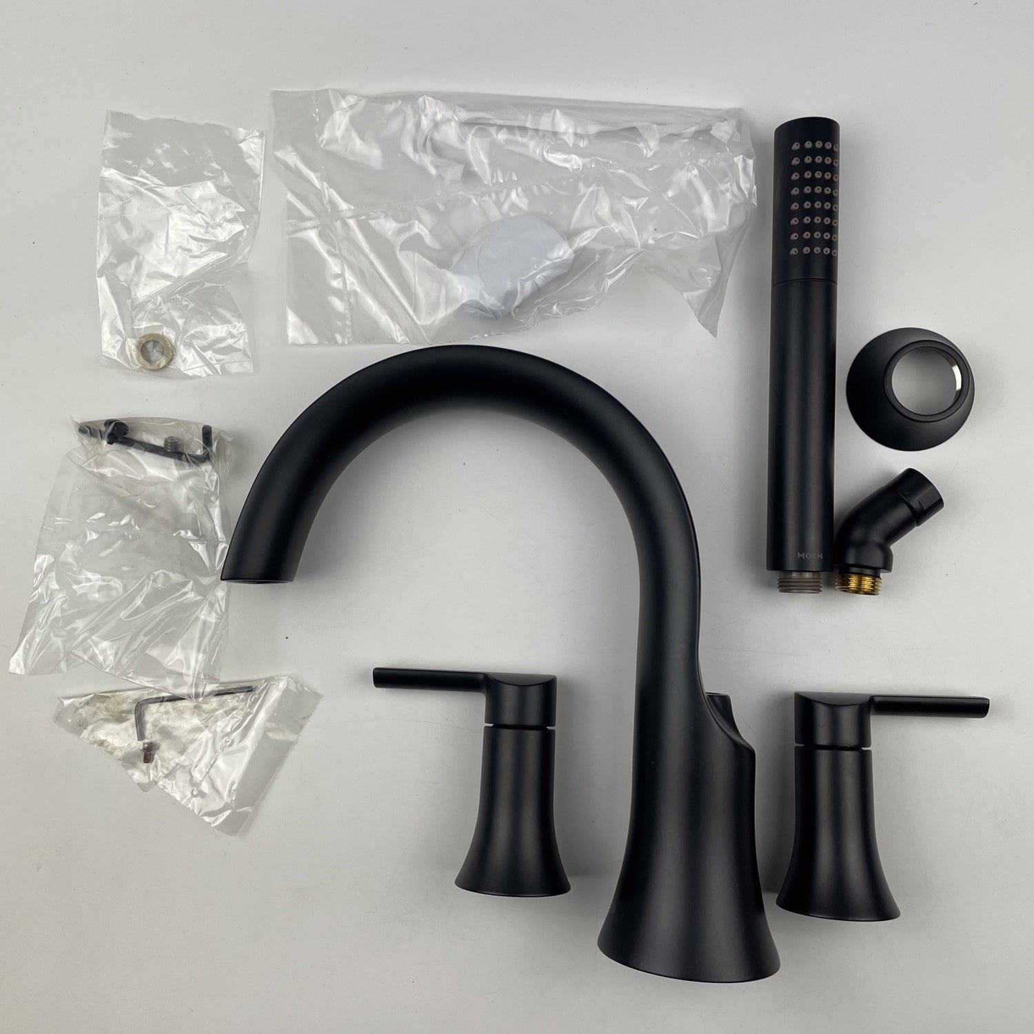(READ) Moen TS984BL Doux Widespread Deck Mounted Roman Tub Filler - Matte Black