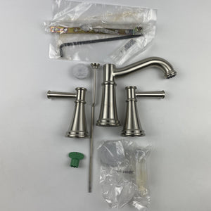 (READ) Moen T6405BN Belfield Two-Handle High Arc Bathroom Faucet Brushed Nickel