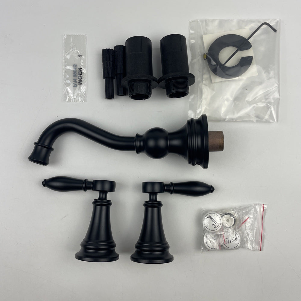 Moen TS42106BL Weymouth Two‑Handle Wall‑Mount Bathroom Faucet Matte Black